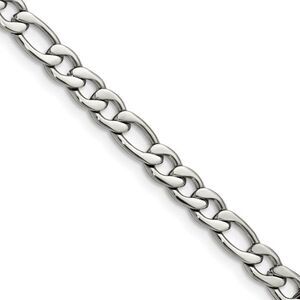 6mm Stainless Steel Polished Figaro Chain Necklace, 24 Inch
